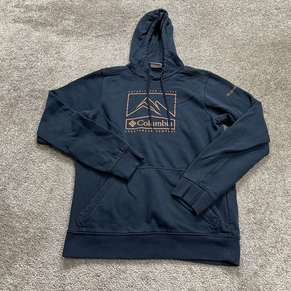 Columbia Hoodie Sweatshirt Womens XS Navy Blue Graphic Pullover Jacket Casual